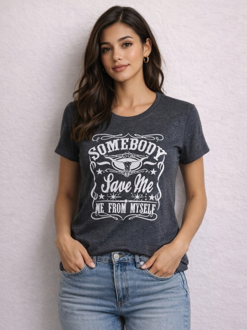 Jellyroll Band Tee Charcoal Gray NWOT Somebody Save Me Size 2X